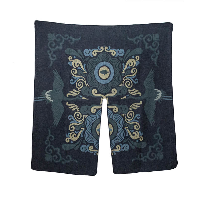 Nimara Ritual Tibetan Open Front Auspicious Cloud Crane Pattern Unisex Cozy Scarf Shawl