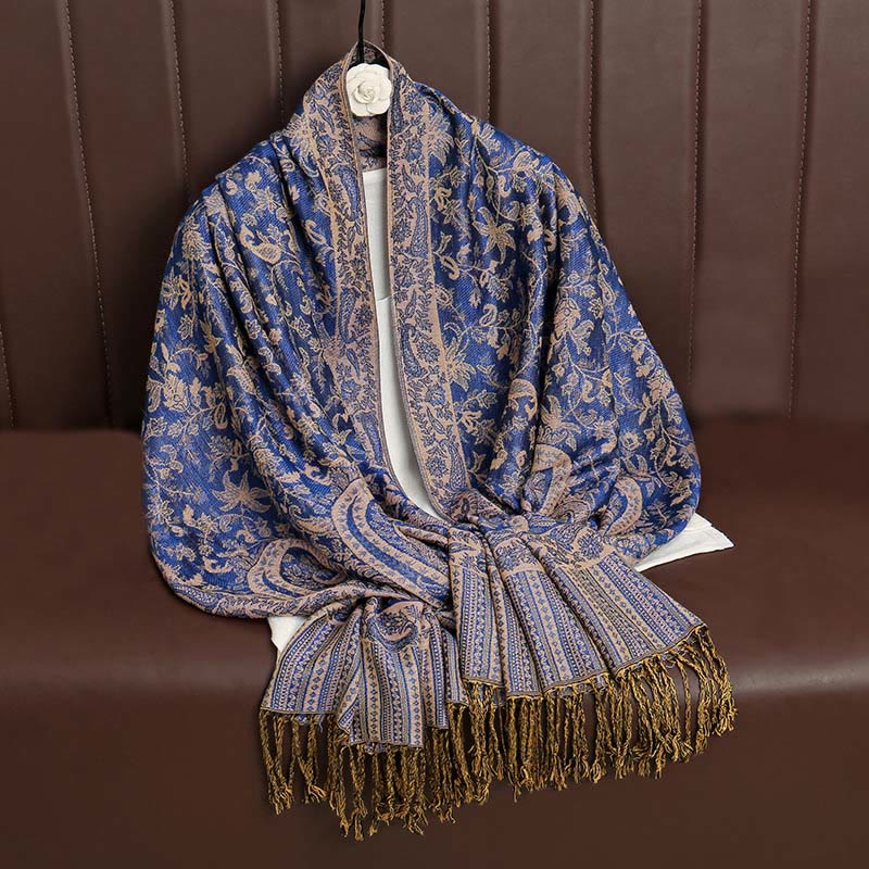 Nimara Ritual Ethnic Daily Tibetan Paisley Pattern Tassel Cozy Scarf Shawl