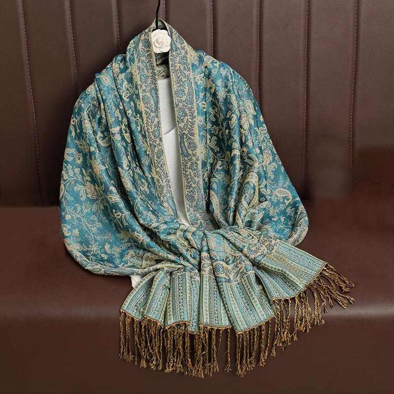 Nimara Ritual Ethnic Daily Tibetan Paisley Pattern Tassel Cozy Scarf Shawl