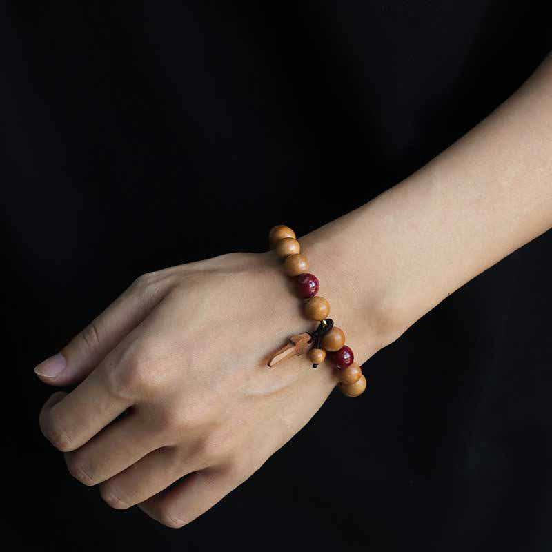 Nimara Ritual Peach Wood Cinnabar Sword Charm Wealth Bracelet