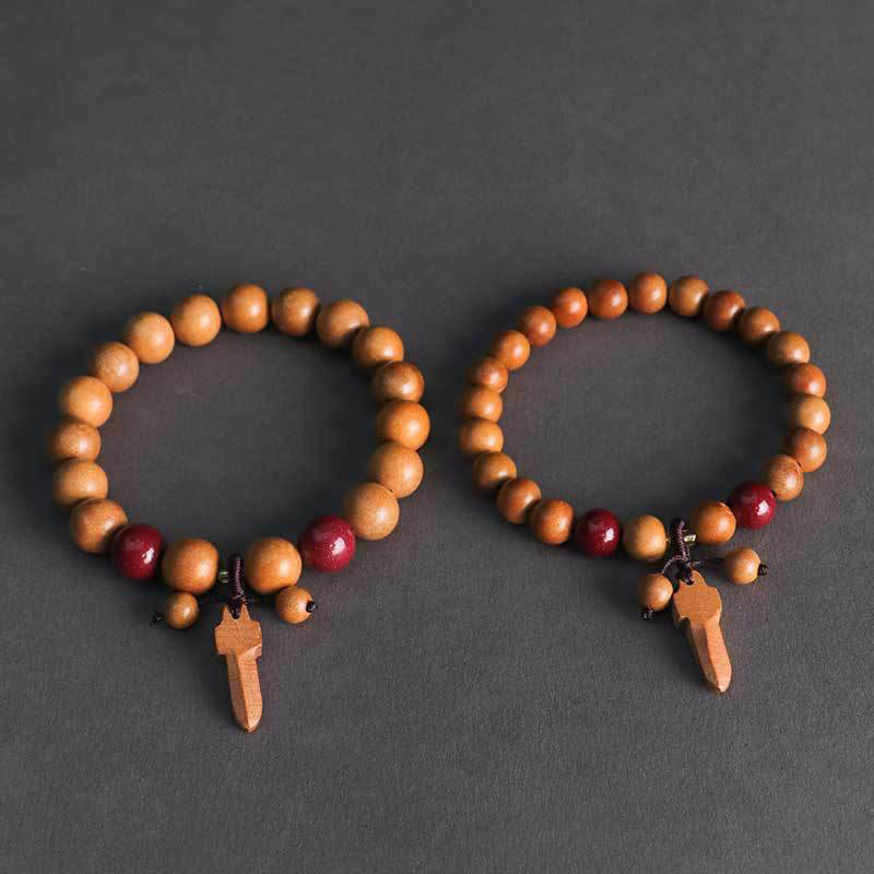 Nimara Ritual Peach Wood Cinnabar Sword Charm Wealth Bracelet