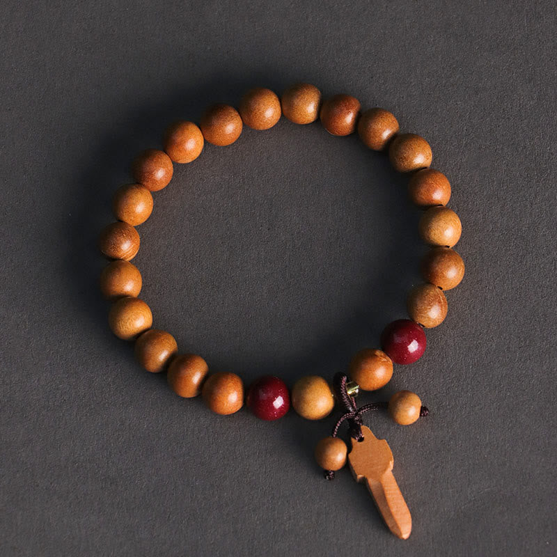 Nimara Ritual Peach Wood Cinnabar Sword Charm Wealth Bracelet