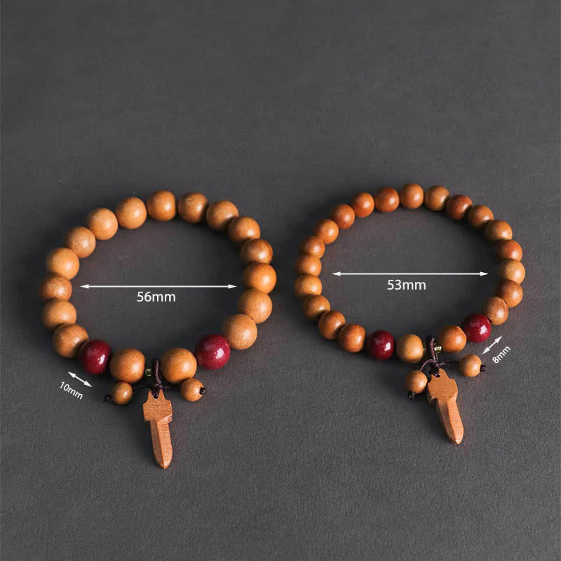 Nimara Ritual Peach Wood Cinnabar Sword Charm Wealth Bracelet