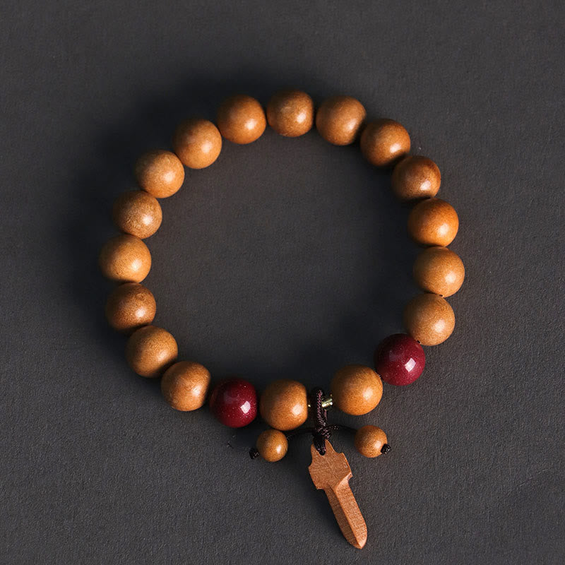 Nimara Ritual Peach Wood Cinnabar Sword Charm Wealth Bracelet