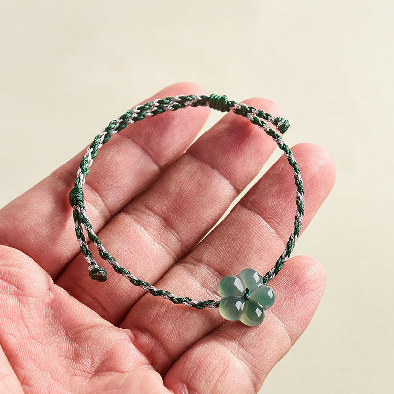 Luck and Prosperity Natural Flower Jade Hand-Woven Bracelet
