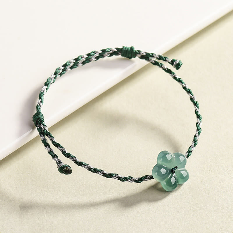 Luck and Prosperity Natural Flower Jade Hand-Woven Bracelet