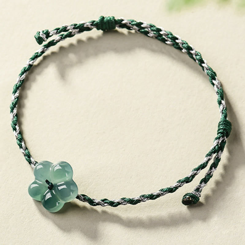Luck and Prosperity Natural Flower Jade Hand-Woven Bracelet