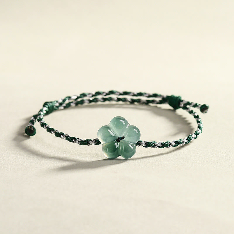 Luck and Prosperity Natural Flower Jade Hand-Woven Bracelet