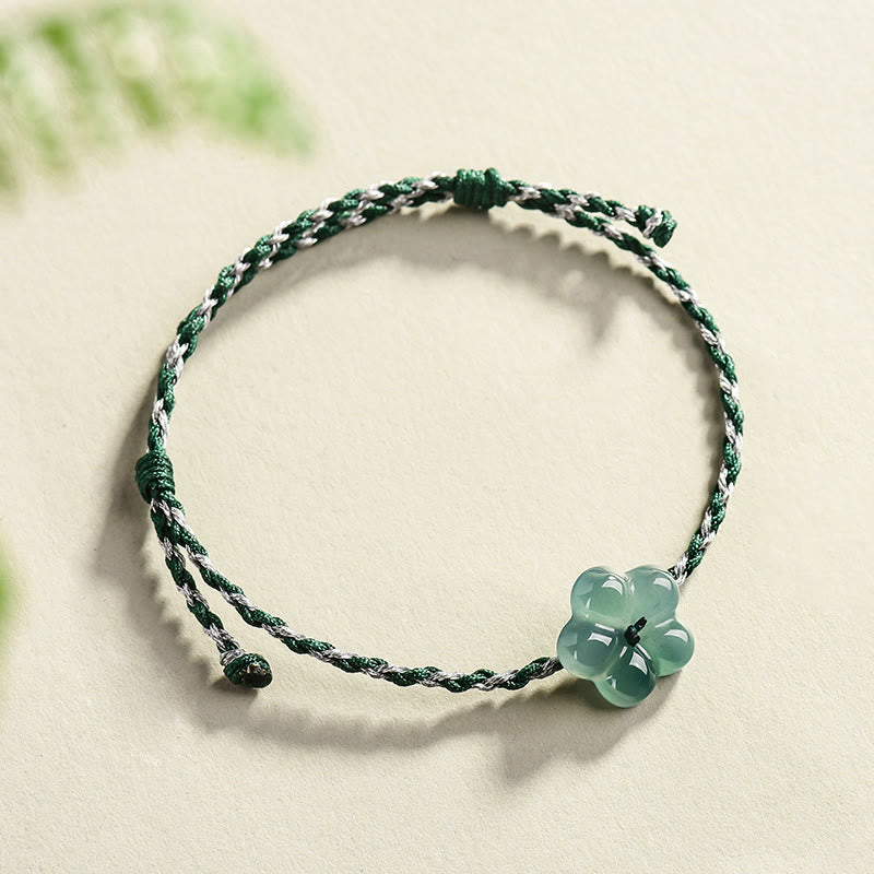 Luck and Prosperity Natural Flower Jade Hand-Woven Bracelet