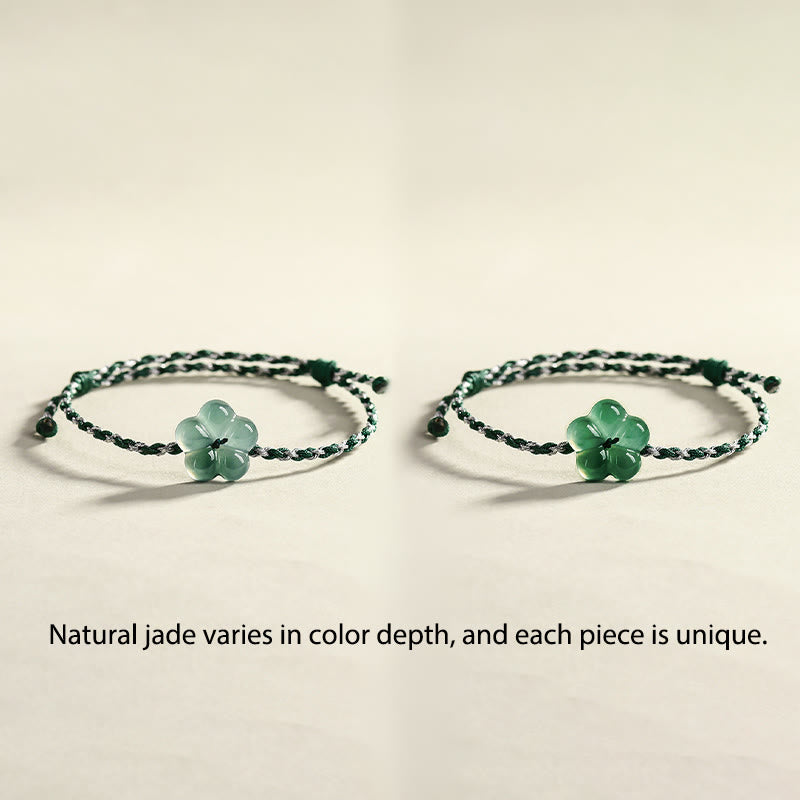 Luck and Prosperity Natural Flower Jade Hand-Woven Bracelet