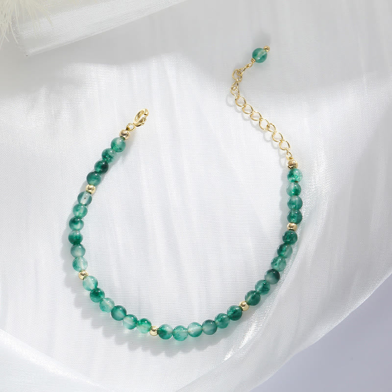 Nimara Ritual 14K Gold Plated Natural Moss Agate Healing Bracelet