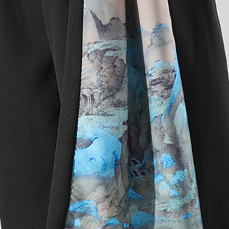 Nimara Ritual Mountains Rivers Pattern Men's Wide Leg Pants With Pockets