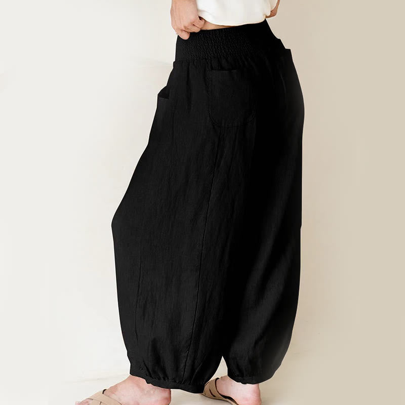 Nimara Ritual Plain Color Cotton Women's Harem Pants With Pockets