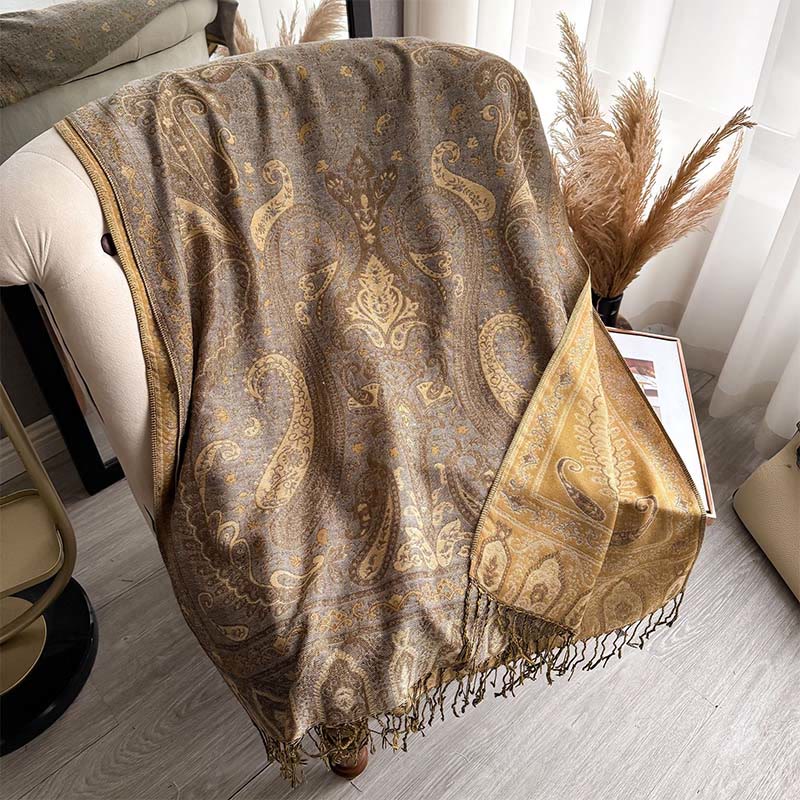 Nimara Ritual Spring Floral Paisley Pattern Scarf Shawl With Tassels