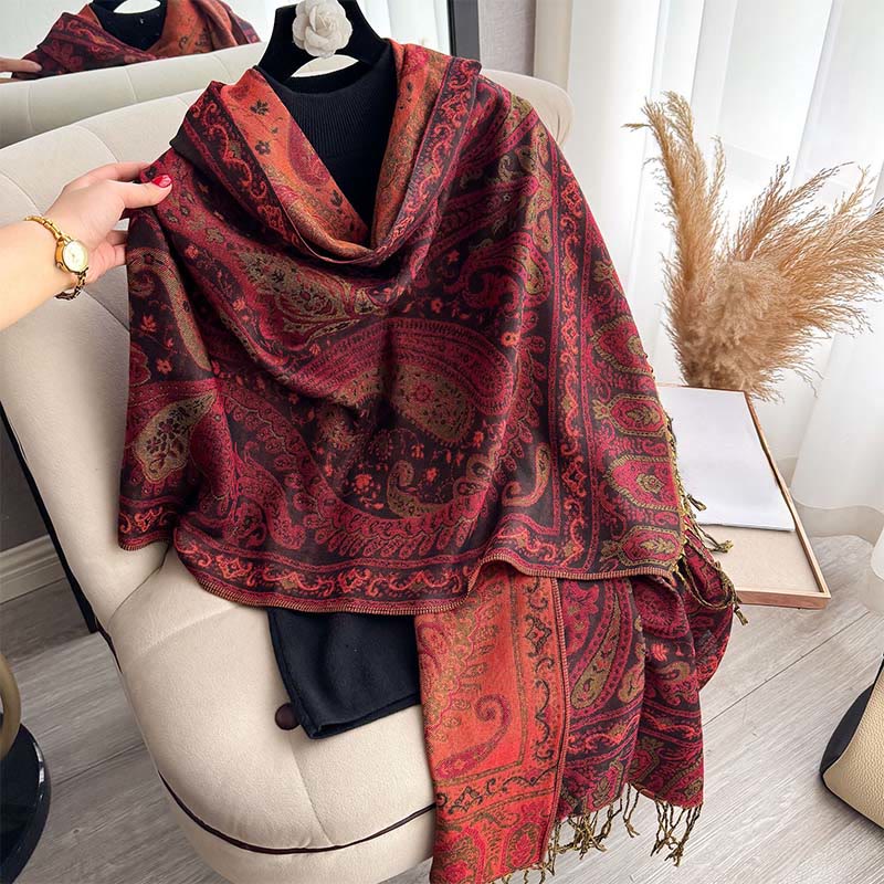 Nimara Ritual Spring Floral Paisley Pattern Scarf Shawl With Tassels