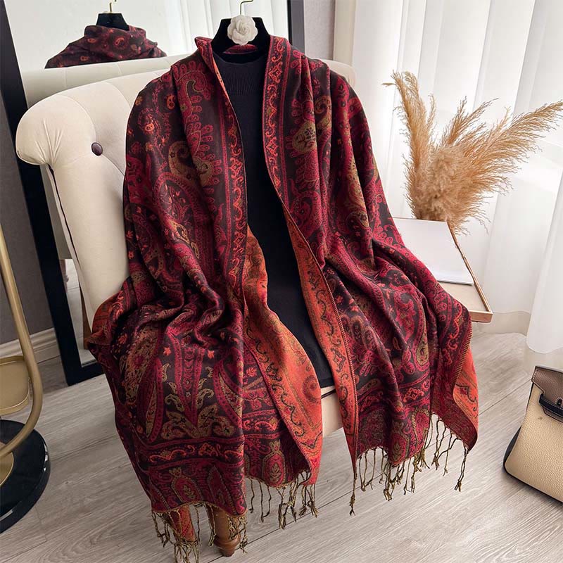 Nimara Ritual Spring Floral Paisley Pattern Scarf Shawl With Tassels