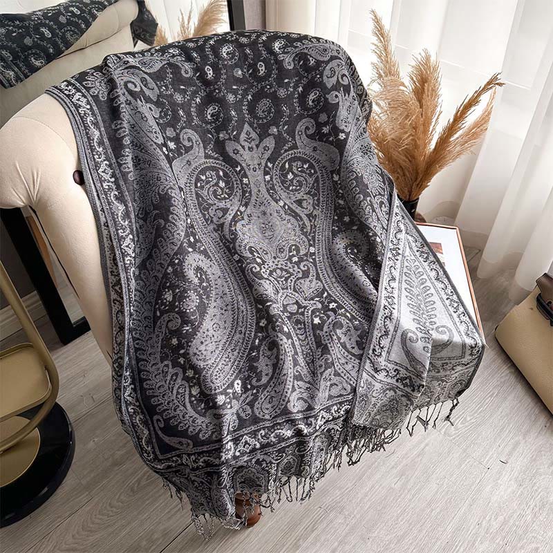 Nimara Ritual Spring Floral Paisley Pattern Scarf Shawl With Tassels