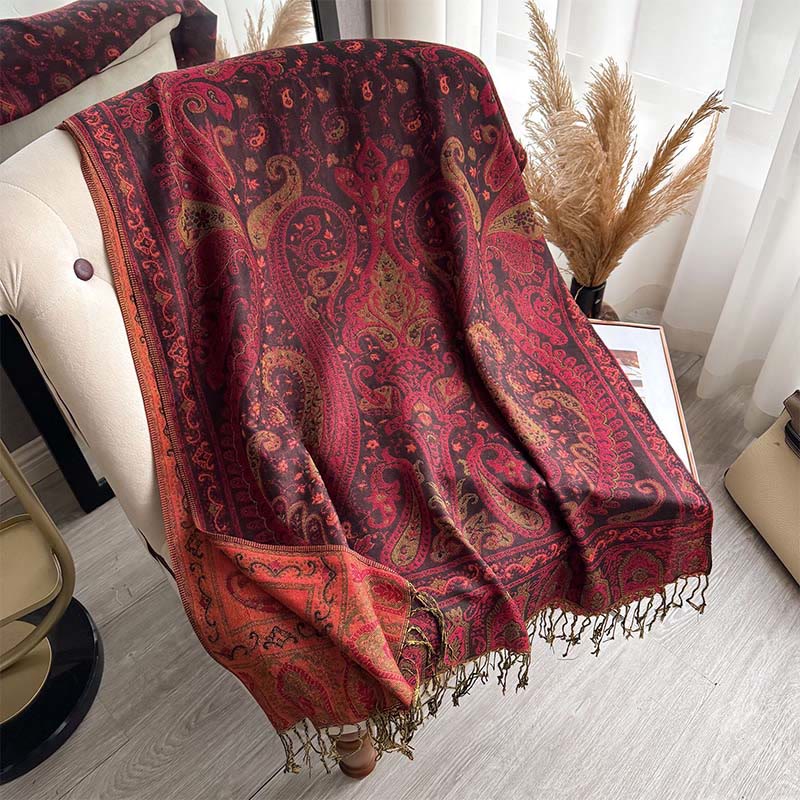 Nimara Ritual Spring Floral Paisley Pattern Scarf Shawl With Tassels