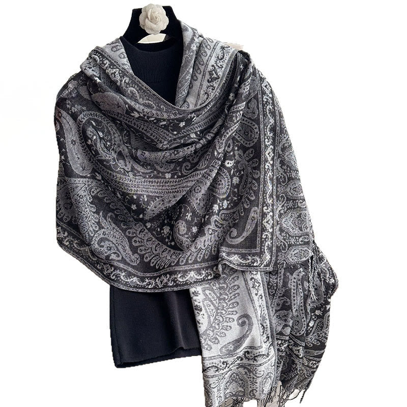 Nimara Ritual Spring Floral Paisley Pattern Scarf Shawl With Tassels