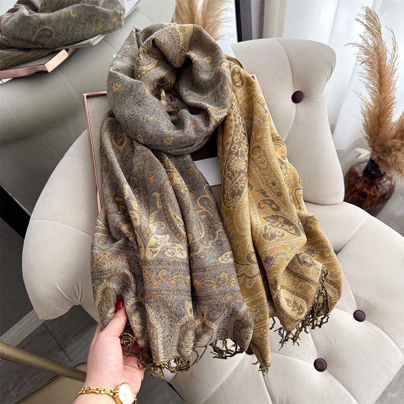 Nimara Ritual Spring Floral Paisley Pattern Scarf Shawl With Tassels
