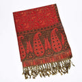 Nimara Ritual Jacquard Color Contrast Patchwork Paisley Pattern Tassel Cozy Scarf Shawl