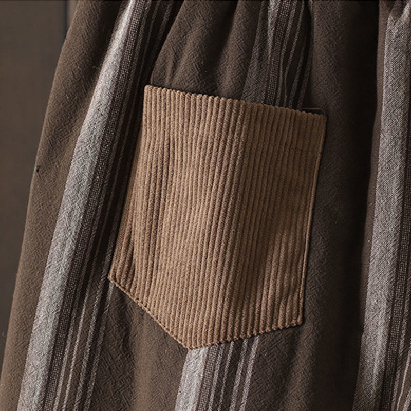 Nimara Ritual Commute Thermal Striped Cotton Women's Harem Pants With Pockets
