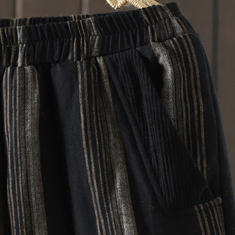 Nimara Ritual Commute Thermal Striped Cotton Women's Harem Pants With Pockets