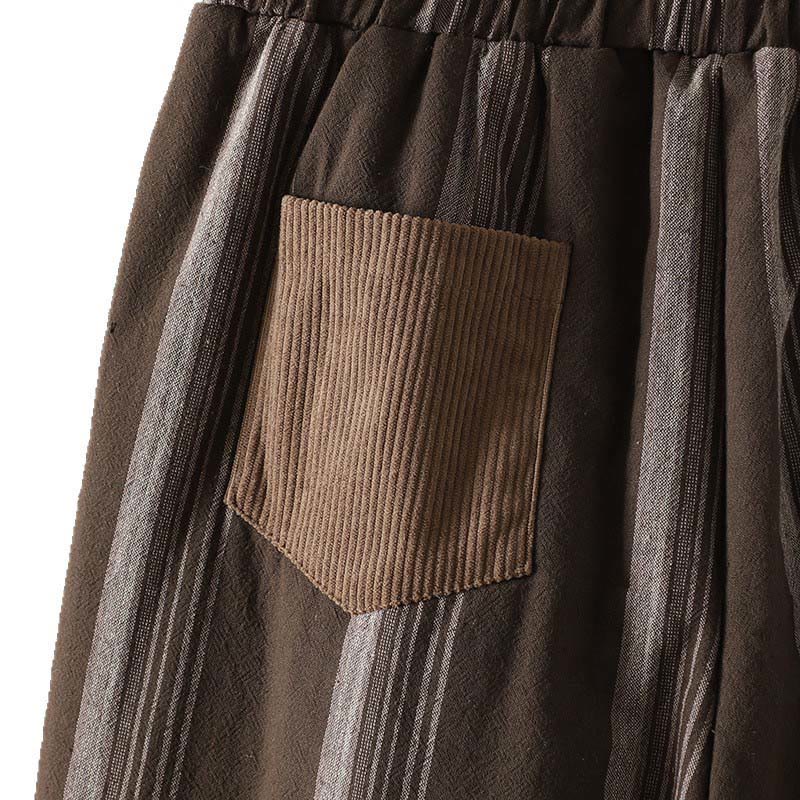 Nimara Ritual Commute Thermal Striped Cotton Women's Harem Pants With Pockets
