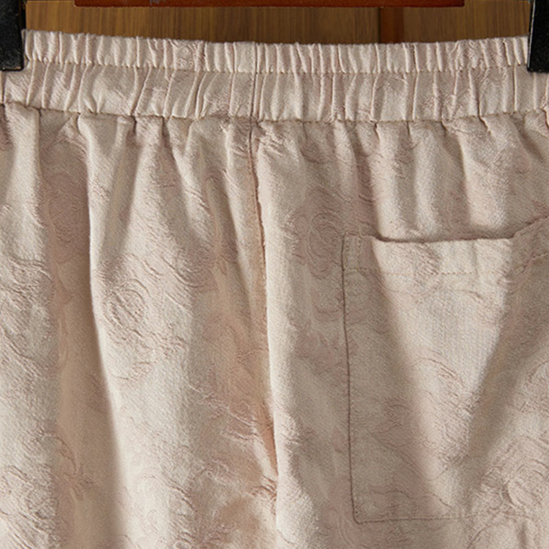 Nimara Ritual Winter Thermal Jacquard Floral Pattern Women's Wide Leg Cotton Pants With Pockets