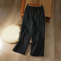 Nimara Ritual Winter Thermal Jacquard Floral Pattern Women's Wide Leg Cotton Pants With Pockets