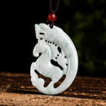 Nimara Ritual Year of the Horse Dragon Jade Prosperity Rope Necklace Pendant