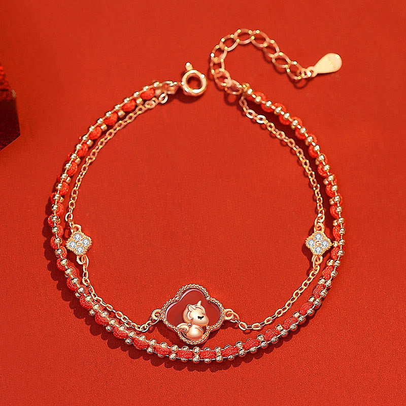 Nimara Ritual 925 Sterling Silver Year Of The Horse Red Agate Hetian Jade Confidence Bracelet
