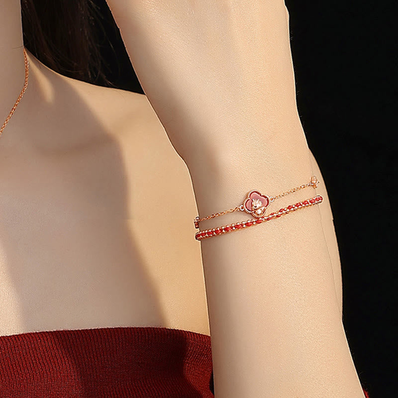 Nimara Ritual 925 Sterling Silver Year Of The Horse Red Agate Hetian Jade Confidence Bracelet
