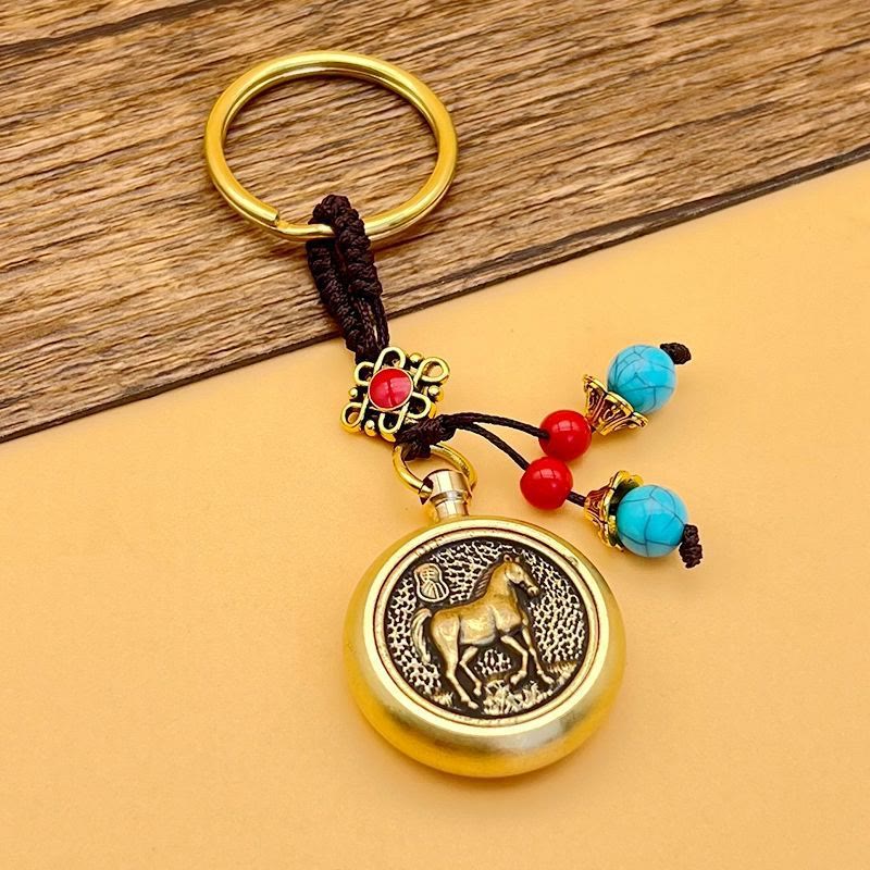 Nimara Ritual Year of the Horse Bringing in Wealth and Treasure Brass Key Chain