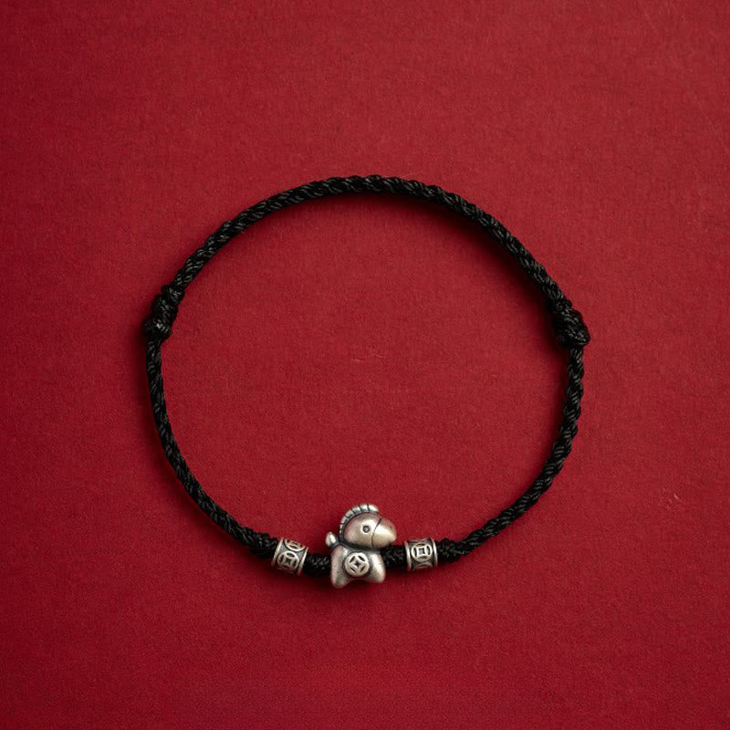 Nimara Ritual Year of the Horse 999 Sterling Silver String Braided Protection Bracelet
