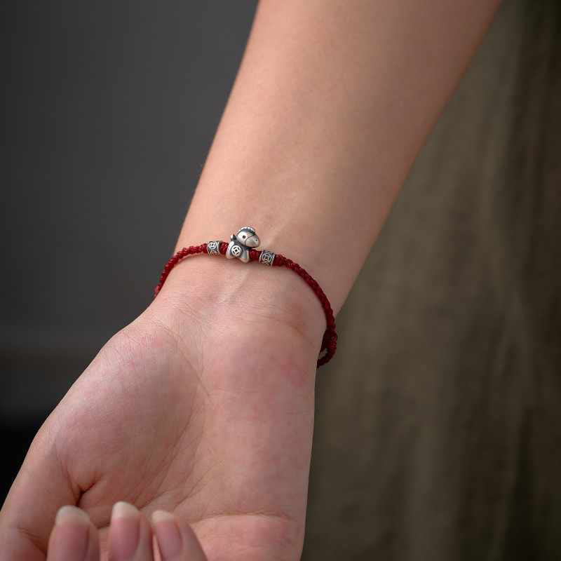 Nimara Ritual Year of the Horse 999 Sterling Silver String Braided Protection Bracelet