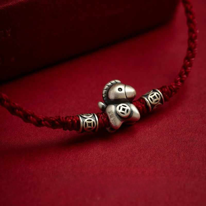 Nimara Ritual Year of the Horse 999 Sterling Silver String Braided Protection Bracelet
