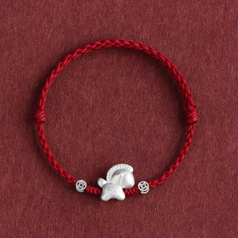 Nimara Ritual Year of the Horse 999 Sterling Silver Copper Coins Luck Rope Braided Bracelet Anklet