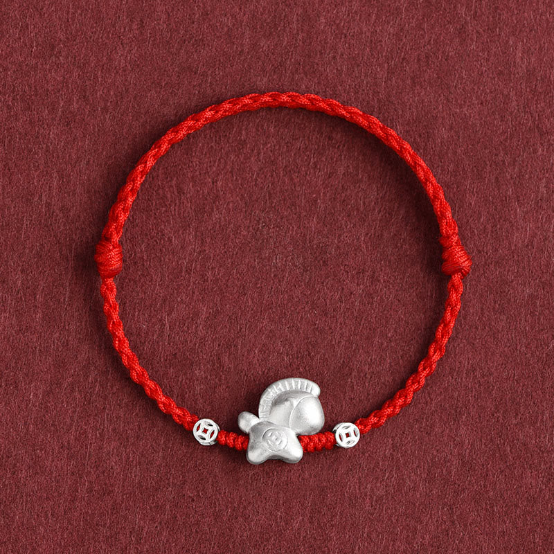 Nimara Ritual Year of the Horse 999 Sterling Silver Copper Coins Luck Rope Braided Bracelet Anklet
