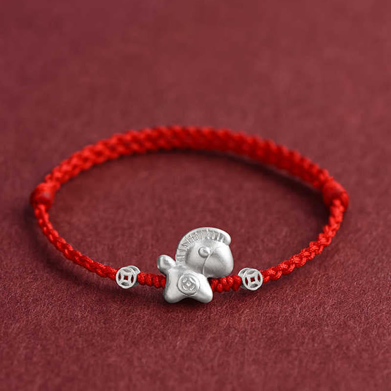 Nimara Ritual Year of the Horse 999 Sterling Silver Copper Coins Luck Rope Braided Bracelet Anklet