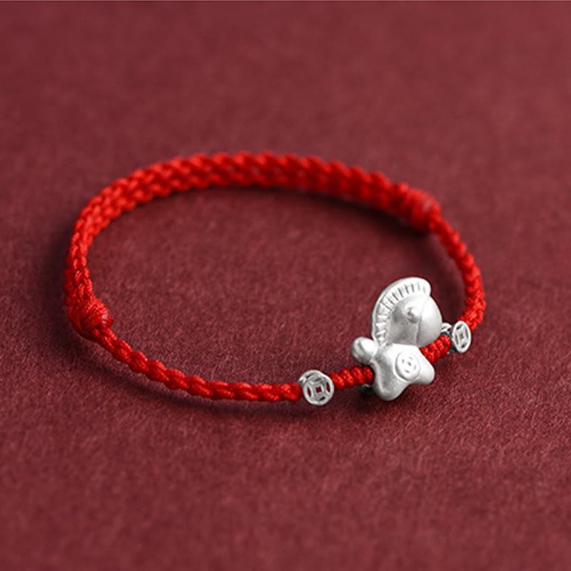 Nimara Ritual Year of the Horse 999 Sterling Silver Copper Coins Luck Rope Braided Bracelet Anklet