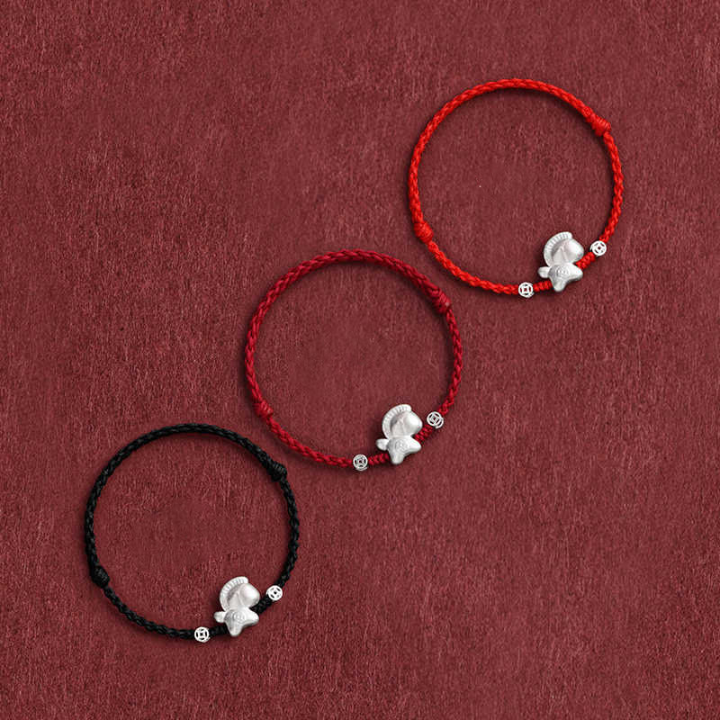 Nimara Ritual Year of the Horse 999 Sterling Silver Copper Coins Luck Rope Braided Bracelet Anklet