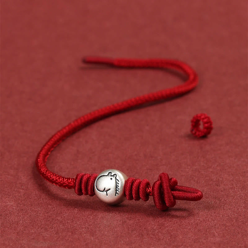 Nimara Ritual Year of the Horse 999 Sterling Silver Red String Braided Connection Bracelet