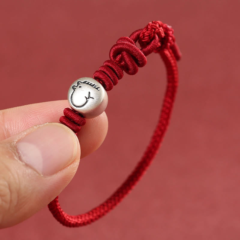 Nimara Ritual Year of the Horse 999 Sterling Silver Red String Braided Connection Bracelet