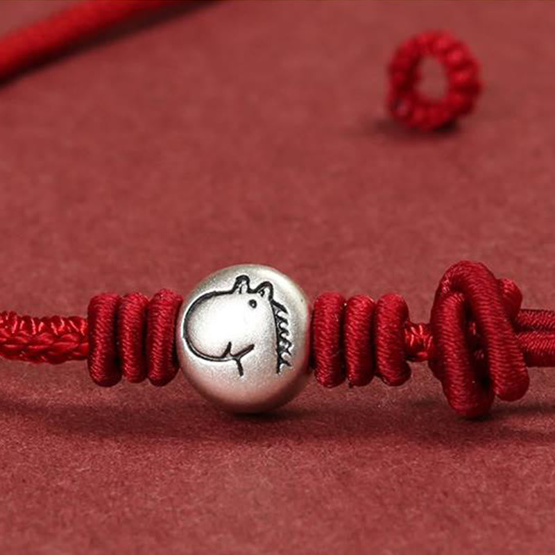 Nimara Ritual Year of the Horse 999 Sterling Silver Red String Braided Connection Bracelet
