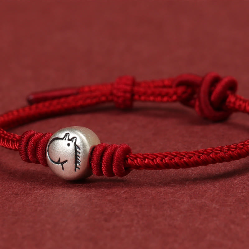 Nimara Ritual Year of the Horse 999 Sterling Silver Red String Braided Connection Bracelet