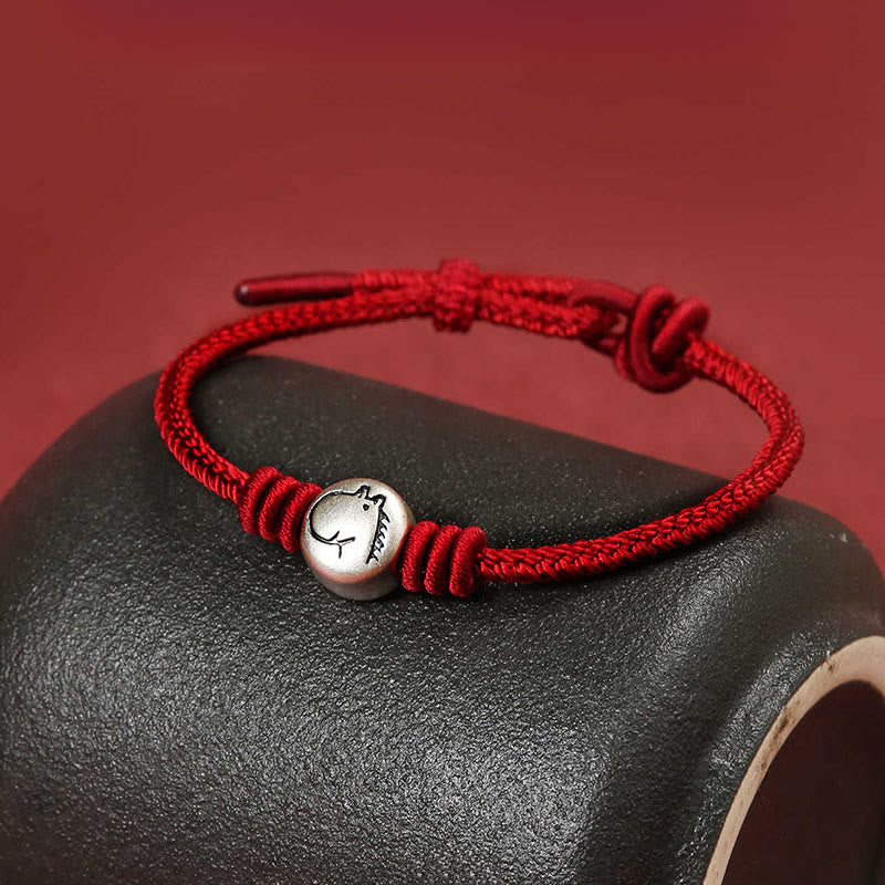 Nimara Ritual Year of the Horse 999 Sterling Silver Red String Braided Connection Bracelet