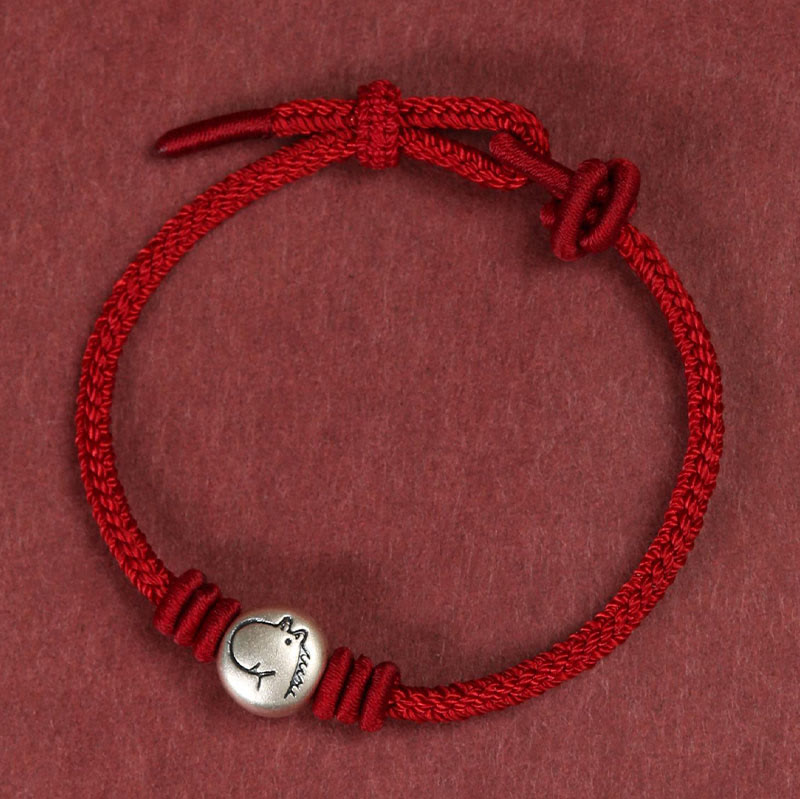Nimara Ritual Year of the Horse 999 Sterling Silver Red String Braided Connection Bracelet