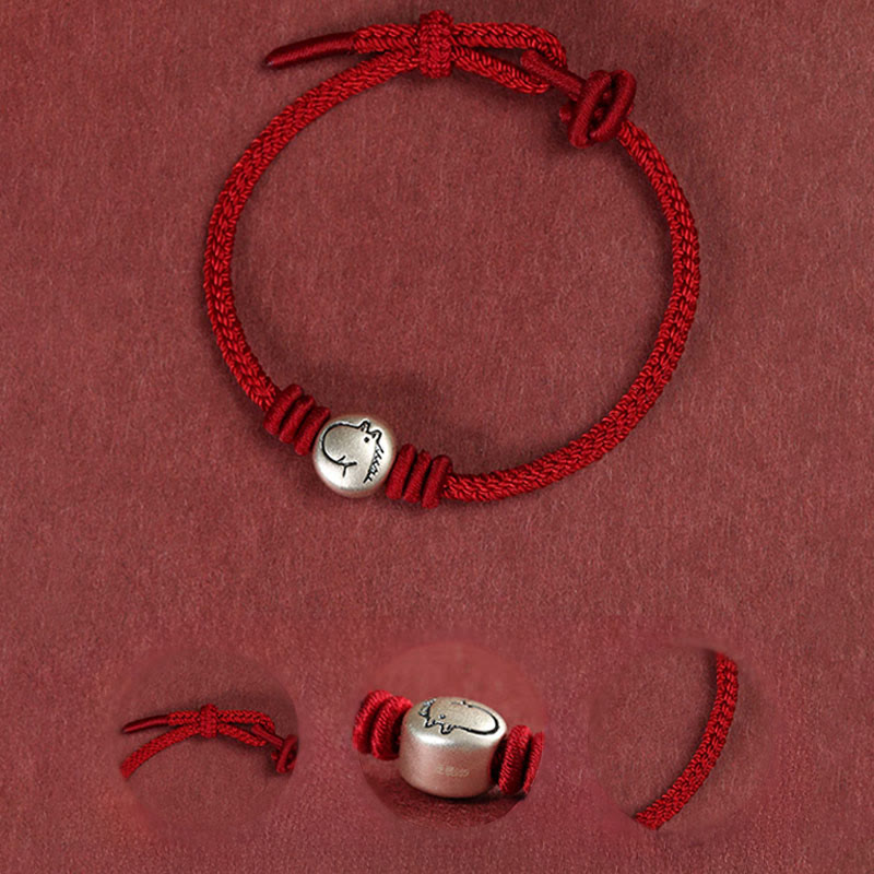 Nimara Ritual Year of the Horse 999 Sterling Silver Red String Braided Connection Bracelet