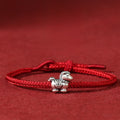 Nimara Ritual Year of the Horse 999 Sterling Silver Red String Copper Coins Braided Luck Bracelet